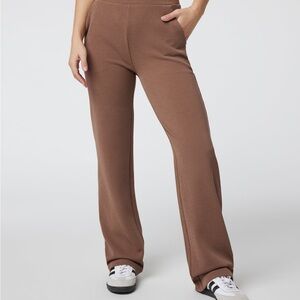 Vuori Brown Wide-Leg Knit Pants with Side Pockets